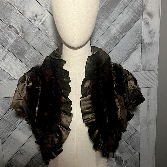 Lucy Paris Jackets & Blazers - LUCY PARIS Lucy & Co. Chocolate Brown and Fur Shrug SIZE L